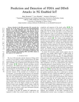 Prediction and Detection of FDIA and DDoS Attacks in 5G Enabled IoT