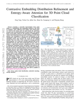 Contrastive Embedding Distribution Refinement and Entropy-Aware
  Attention for 3D Point Cloud Classification