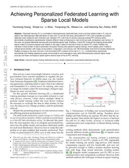 Achieving Personalized Federated Learning with Sparse Local Models