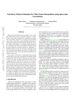 Non-linear Motion Estimation for Video Frame Interpolation using
  Space-time Convolutions