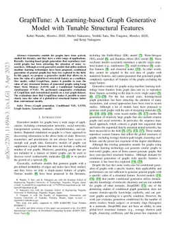 GraphTune: A Learning-based Graph Generative Model with Tunable
  Structural Features