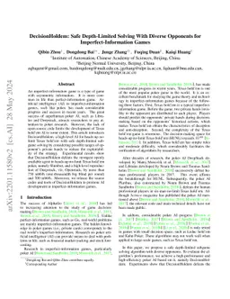 DecisionHoldem: Safe Depth-Limited Solving With Diverse Opponents for
  Imperfect-Information Games