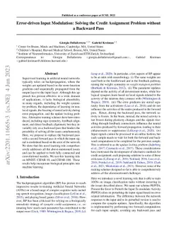 Error-driven Input Modulation: Solving the Credit Assignment Problem
  without a Backward Pass