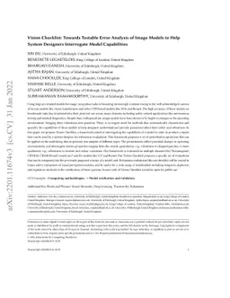 Vision Checklist: Towards Testable Error Analysis of Image Models to
  Help System Designers Interrogate Model Capabilities