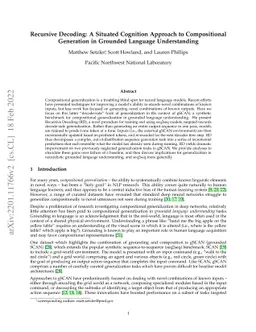 Recursive Decoding: A Situated Cognition Approach to Compositional
  Generation in Grounded Language Understanding