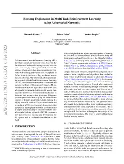 Boosting Exploration in Multi-Task Reinforcement Learning using
  Adversarial Networks