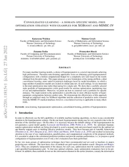 Consolidated learning -- a domain-specific model-free optimization
  strategy with examples for XGBoost and MIMIC-IV
