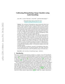 Calibrating Histopathology Image Classifiers using Label Smoothing