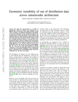 Geometric instability of out of distribution data across autoencoder
  architecture