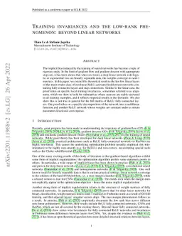 Training invariances and the low-rank phenomenon: beyond linear networks