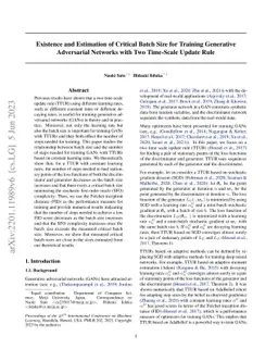 Existence and Estimation of Critical Batch Size for Training Generative
  Adversarial Networks with Two Time-Scale Update Rule