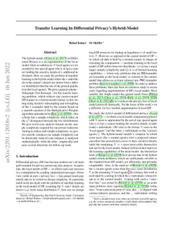 Transfer Learning In Differential Privacy's Hybrid-Model