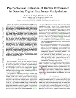 Psychophysical Evaluation of Human Performance in Detecting Digital Face
  Image Manipulations