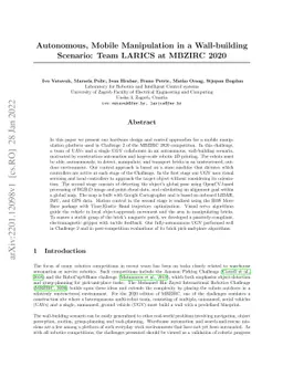 Autonomous, Mobile Manipulation in a Wall-building Scenario: Team LARICS
  at MBZIRC 2020