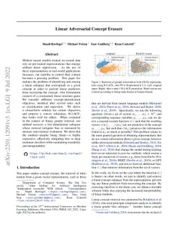 Linear Adversarial Concept Erasure