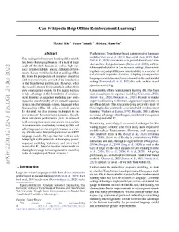 Can Wikipedia Help Offline Reinforcement Learning?