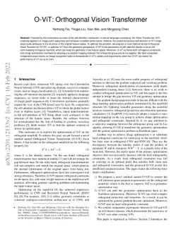 O-ViT: Orthogonal Vision Transformer