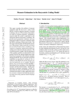 Measure Estimation in the Barycentric Coding Model