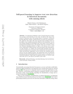 Self-paced learning to improve text row detection in historical
  documents with missing labels