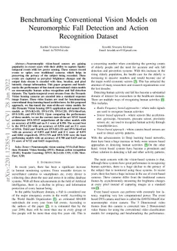 Benchmarking Conventional Vision Models on Neuromorphic Fall Detection
  and Action Recognition Dataset
