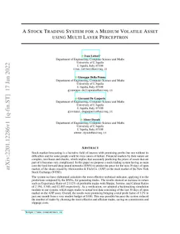 A Stock Trading System for a Medium Volatile Asset using Multi Layer
  Perceptron