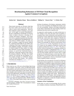 Benchmarking Robustness of 3D Point Cloud Recognition Against Common
  Corruptions