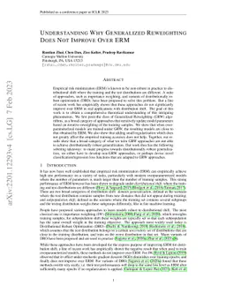 Understanding Why Generalized Reweighting Does Not Improve Over ERM