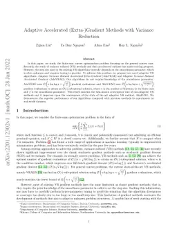 Adaptive Accelerated (Extra-)Gradient Methods with Variance Reduction