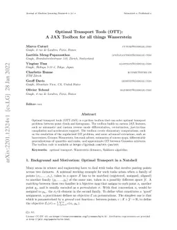 Optimal Transport Tools (OTT): A JAX Toolbox for all things Wasserstein