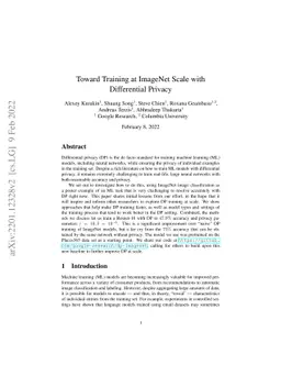 Toward Training at ImageNet Scale with Differential Privacy
