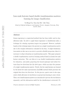 Low-rank features based double transformation matrices learning for
  image classification