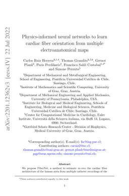 Physics-informed neural networks to learn cardiac fiber orientation from
  multiple electroanatomical maps