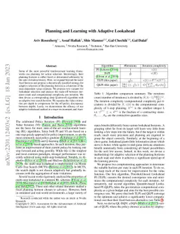 Planning and Learning with Adaptive Lookahead