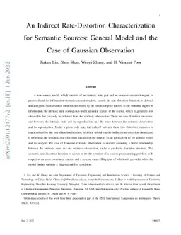 An Indirect Rate-Distortion Characterization for Semantic Sources:
  General Model and the Case of Gaussian Observation