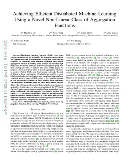 Achieving Efficient Distributed Machine Learning Using a Novel
  Non-Linear Class of Aggregation Functions