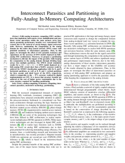 Interconnect Parasitics and Partitioning in Fully-Analog In-Memory
  Computing Architectures