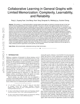 Collaborative Learning in General Graphs with Limited Memorization:
  Complexity, Learnability, and Reliability