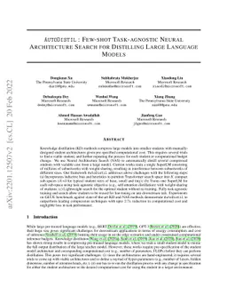 AutoDistil: Few-shot Task-agnostic Neural Architecture Search for
  Distilling Large Language Models