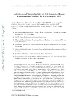 Validation and Generalizability of Self-Supervised Image Reconstruction
  Methods for Undersampled MRI