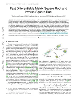 Fast Differentiable Matrix Square Root and Inverse Square Root
