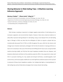 Sharing Behavior in Ride-hailing Trips: A Machine Learning Inference
  Approach