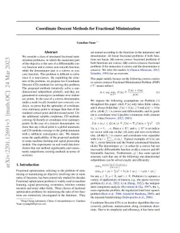 Coordinate Descent Methods for Fractional Minimization