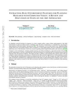 Extracting Built Environment Features for Planning Research with
  Computer Vision: A Review and Discussion of State-of-the-Art Approaches