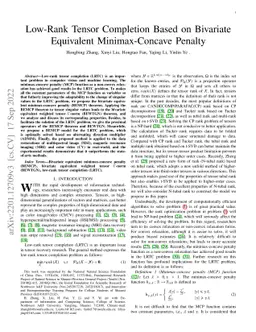Low-Rank Tensor Completion Based on Bivariate Equivalent Minimax-Concave
  Penalty
