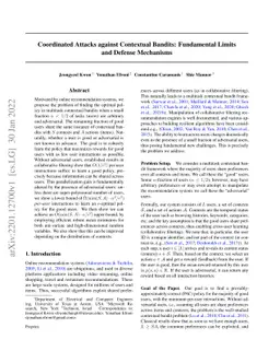 Coordinated Attacks against Contextual Bandits: Fundamental Limits and
  Defense Mechanisms