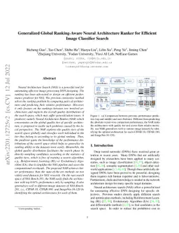 Generalized Global Ranking-Aware Neural Architecture Ranker for
  Efficient Image Classifier Search