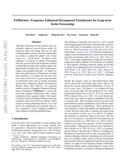 FEDformer: Frequency Enhanced Decomposed Transformer for Long-term
  Series Forecasting