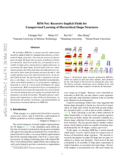 RIM-Net: Recursive Implicit Fields for Unsupervised Learning of
  Hierarchical Shape Structures