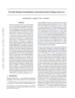 Provable Domain Generalization via Invariant-Feature Subspace Recovery