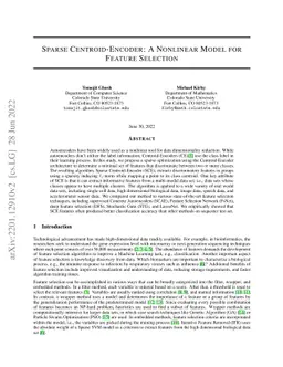 Sparse Centroid-Encoder: A Nonlinear Model for Feature Selection